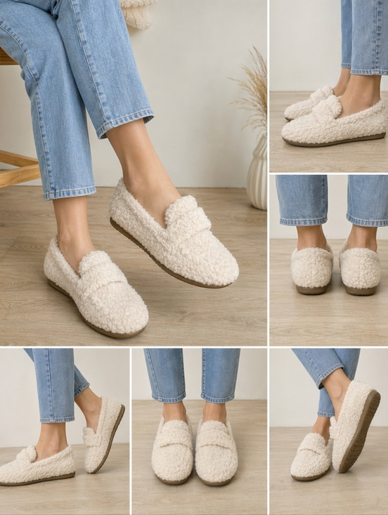 Vionic Shoes - Vionic Cozy Faux Shearling Loafers Cream Comfort Slip On US 9